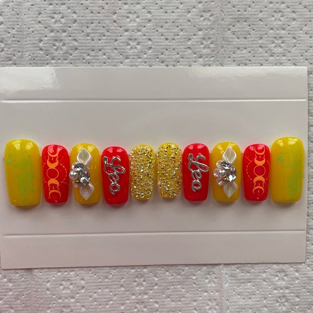 Custom Made Leo Zodiac Press On Nails